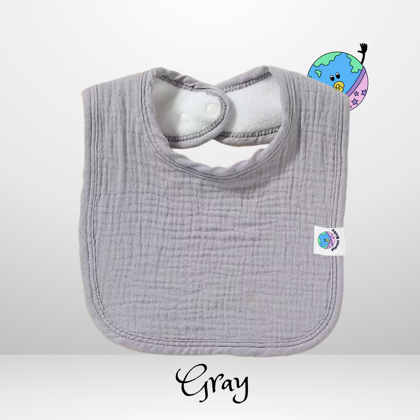 100% Premium Cotton Muslin Baby Bib With 2 Snap Closure And Fleece Backing Custom Name Embroidery Available