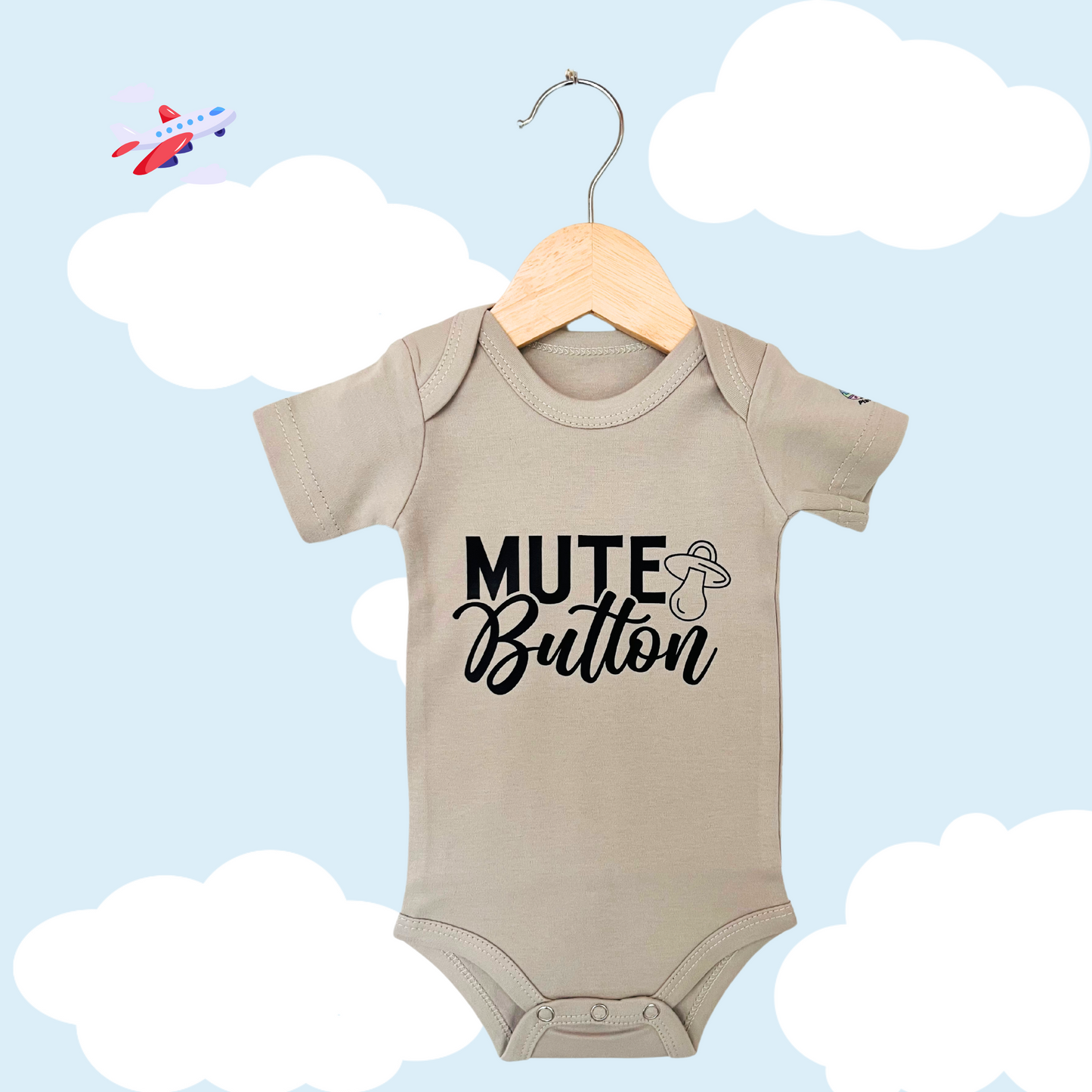 Baby Fun Sayings " Mute Button" Onesie