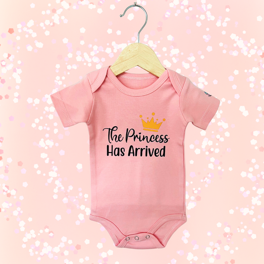 Baby Girl Announcement Onesie "The Princess Has Arrived"