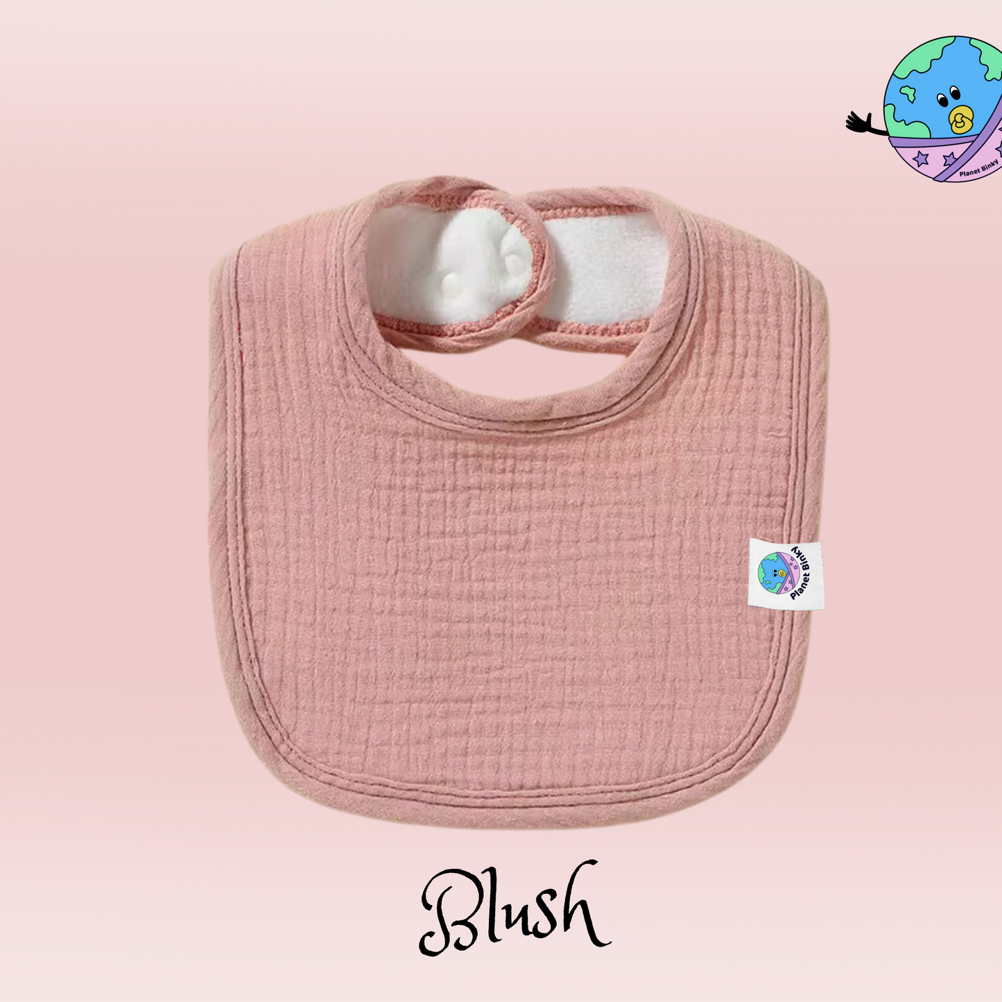 100% Premium Cotton Muslin Baby Bib With 2 Snap Closure And Fleece Backing Custom Name Embroidery Available