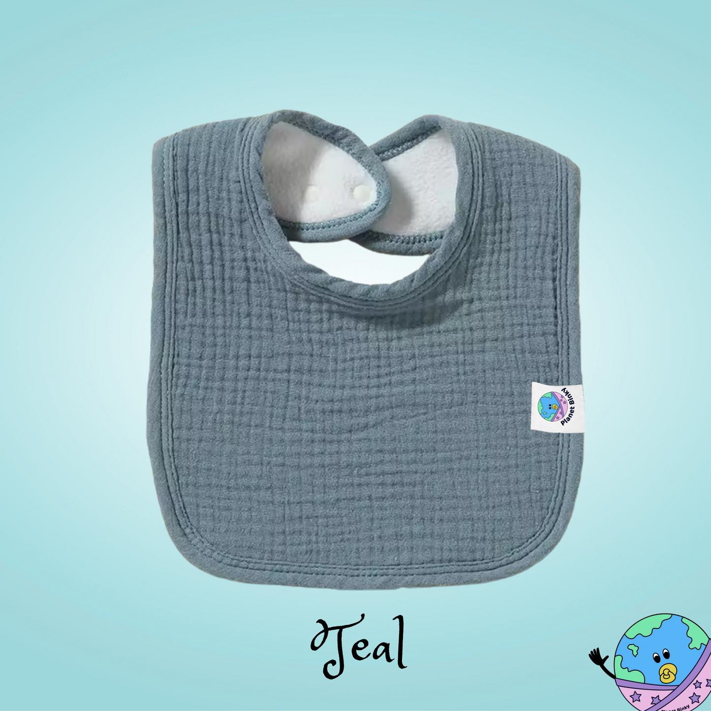 100% Premium Cotton Muslin Baby Bib With 2 Snap Closure And Fleece Backing Custom Name Embroidery Available