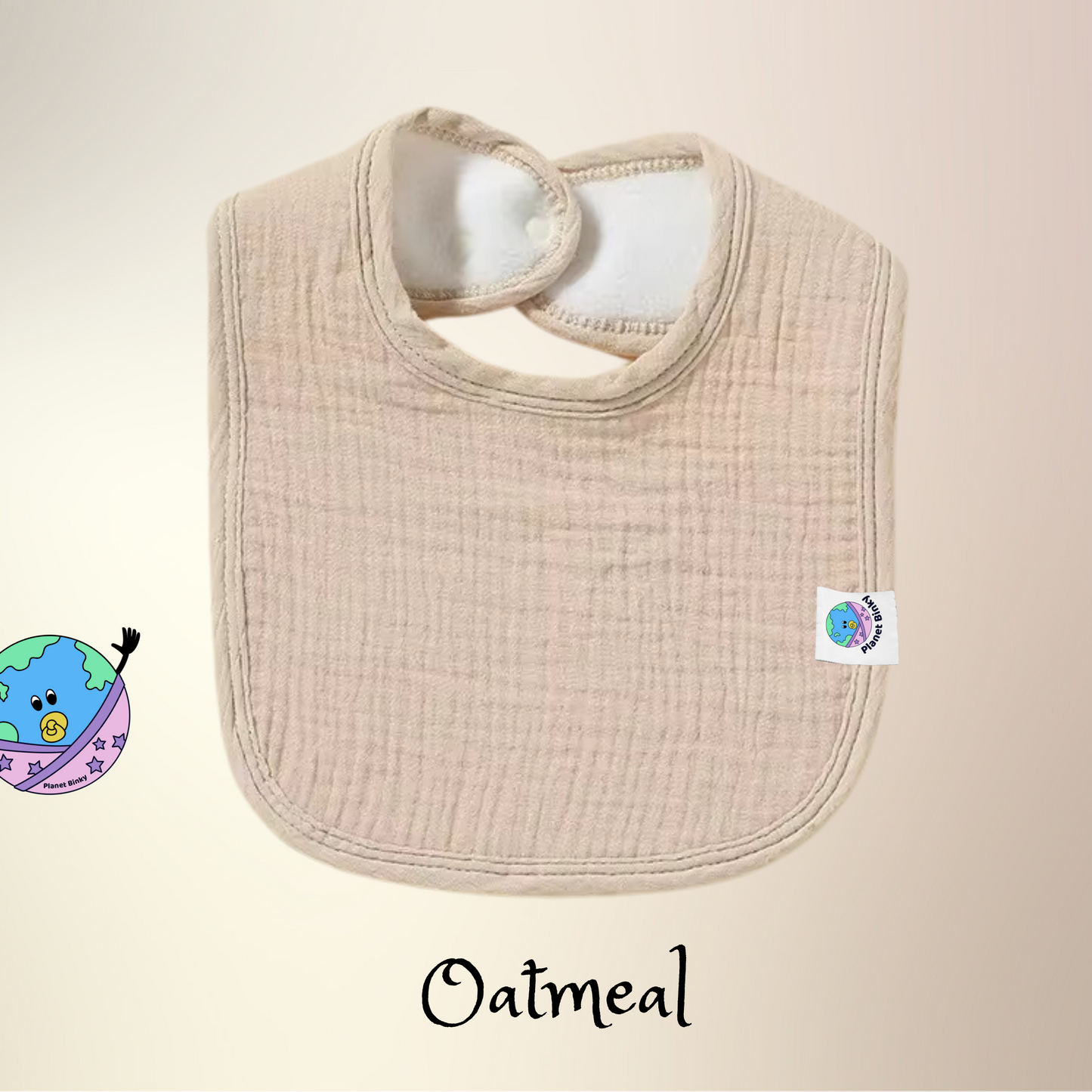 100% Premium Cotton Muslin Baby Bib With 2 Snap Closure And Fleece Backing Custom Name Embroidery Available