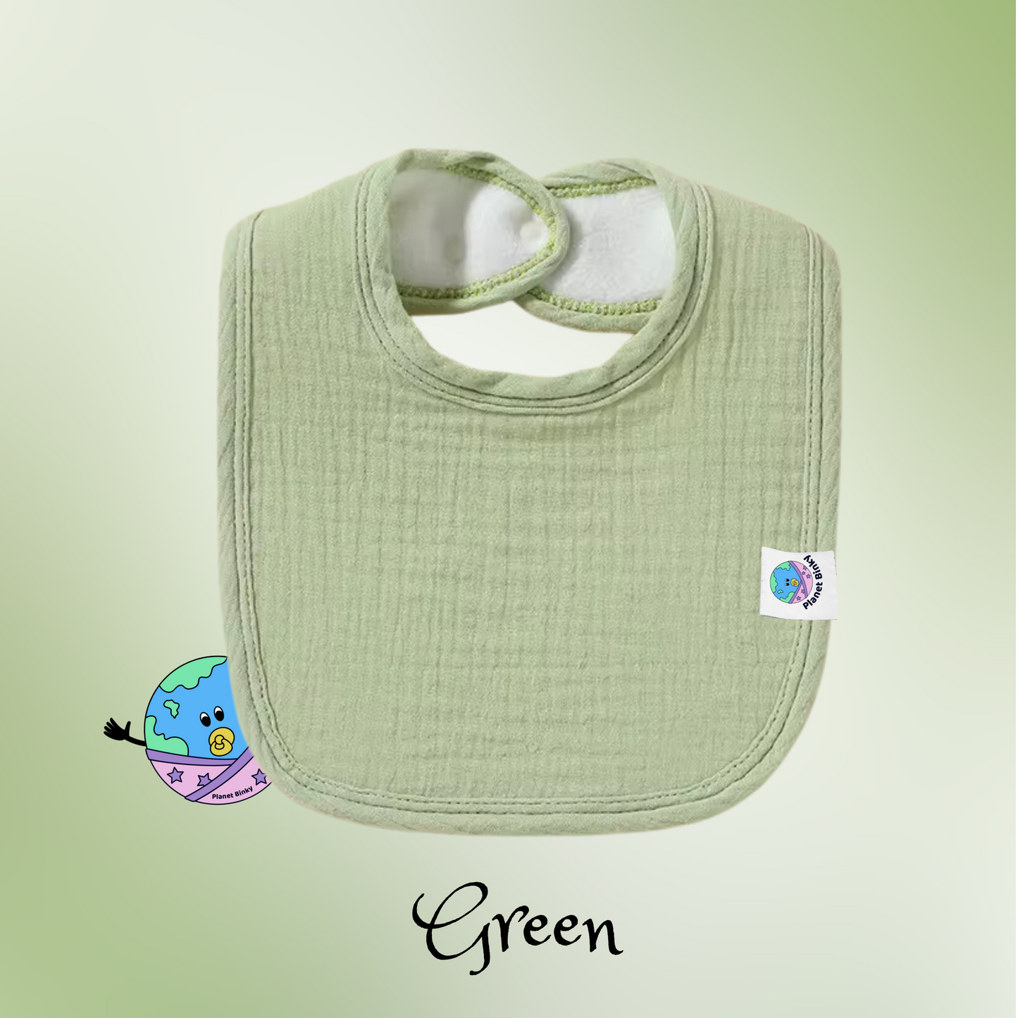 100% Premium Cotton Muslin Baby Bib With 2 Snap Closure And Fleece Backing Custom Name Embroidery Available